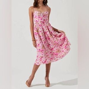 Astr Pink Floral Midi Dress